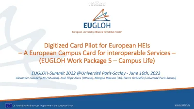 First page of Digitized Card Pilot for European HEIs – A European Campus Card for interoperable Services – (EUGLOH Work Package 5 – Campus Life)